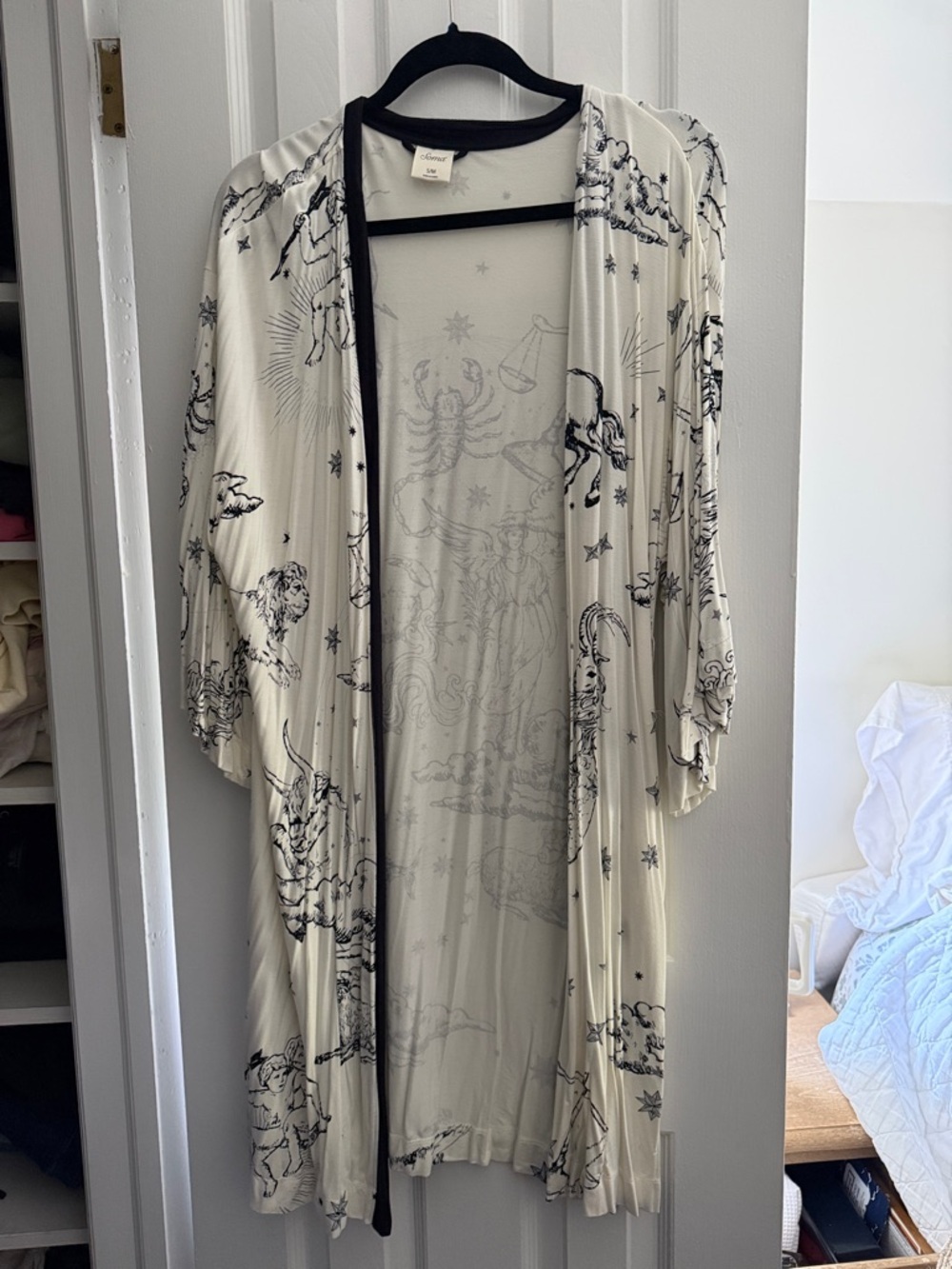 Soma Ivory and Black Celestial Print Kimono